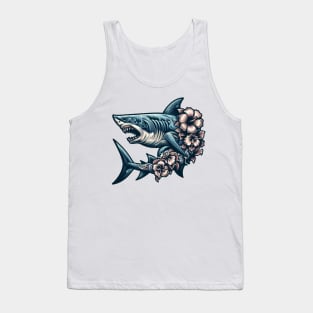 Hawaiian Style Fierce Thrashing Shark Tank Top